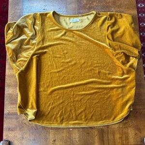 Madewell Mustard Velvet Dolman/flutter Sleeve Top
